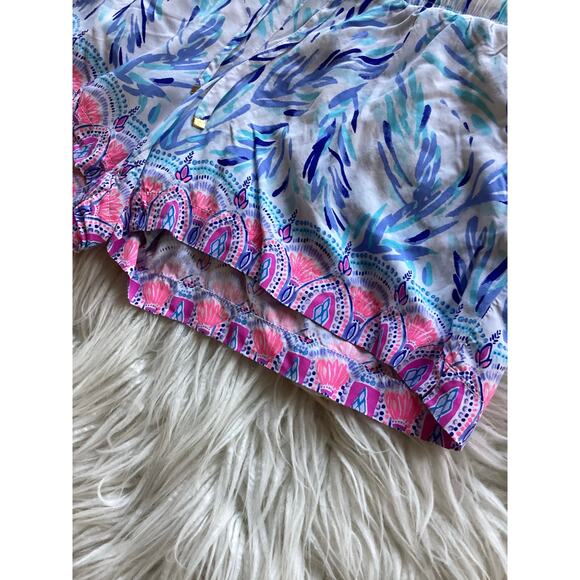 Lilly Pulitzer Women's Katia Shorts Flocked Together Pattern Blue Pink Large - Picture 4 of 9